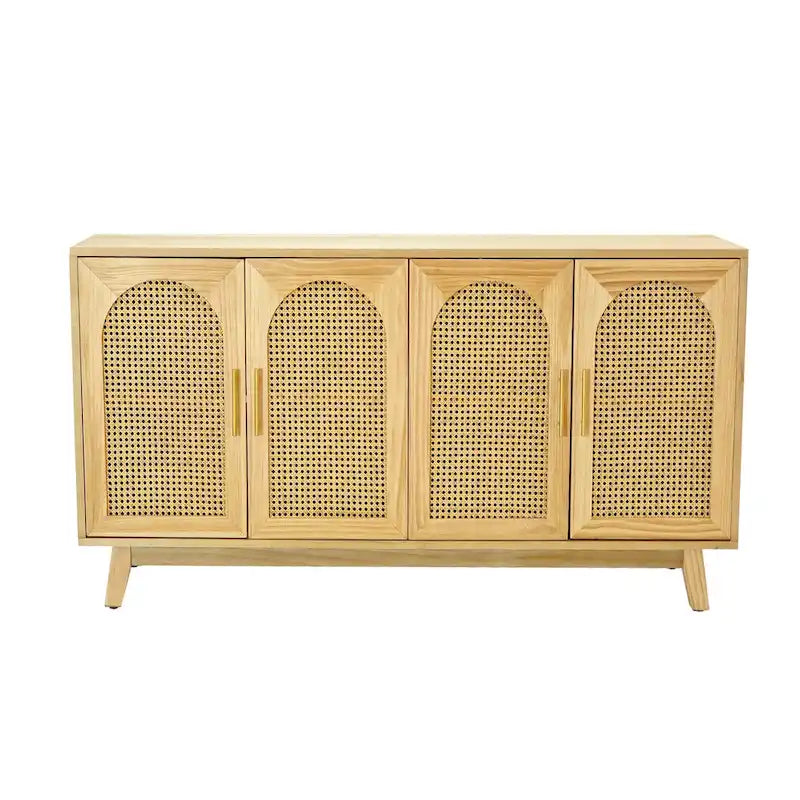 Armoire 4 portes avec portes en rotin