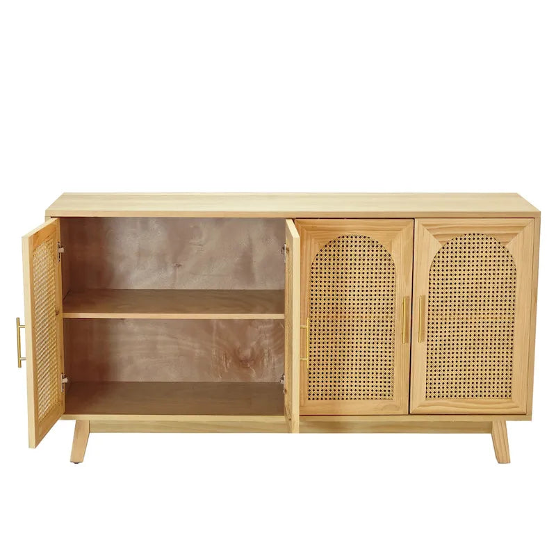 Armoire 4 portes avec portes en rotin