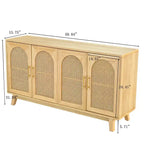 Armoire 4 portes avec portes en rotin
