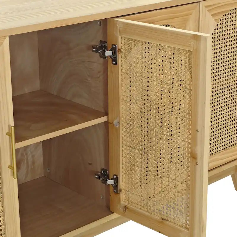 Armoire 4 portes avec portes en rotin