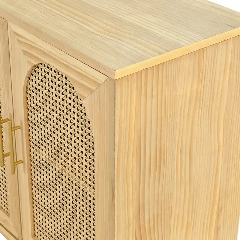 Armoire 4 portes avec portes en rotin