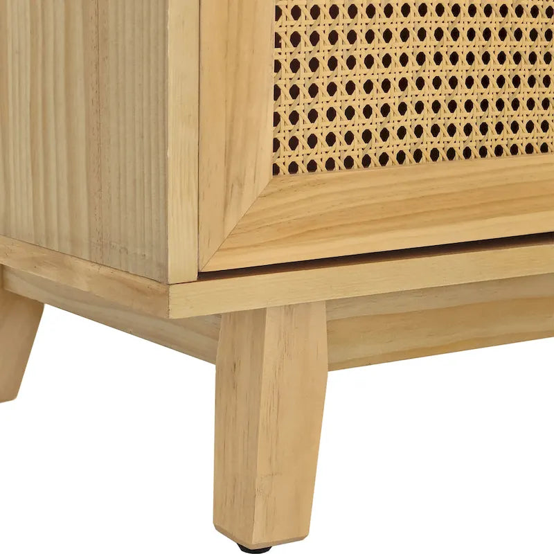 Armoire 4 portes avec portes en rotin