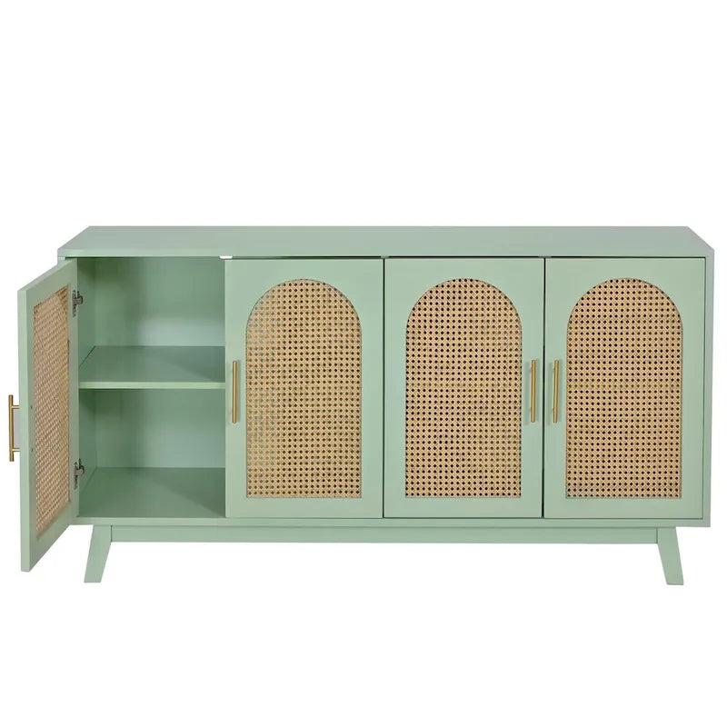 Armoire 4 portes avec portes en rotin