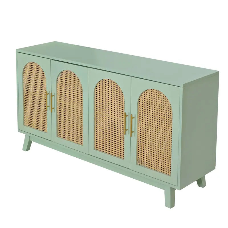 Armoire 4 portes avec portes en rotin