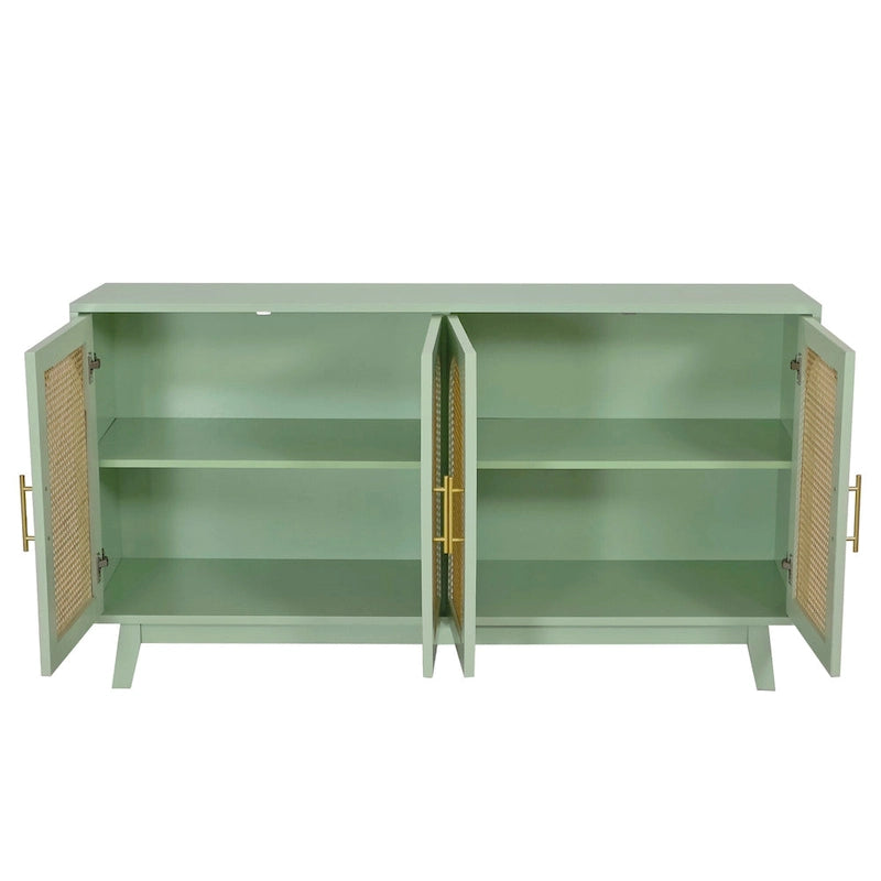 Armoire 4 portes avec portes en rotin