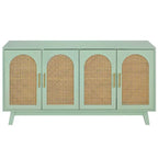 Armoire 4 portes avec portes en rotin