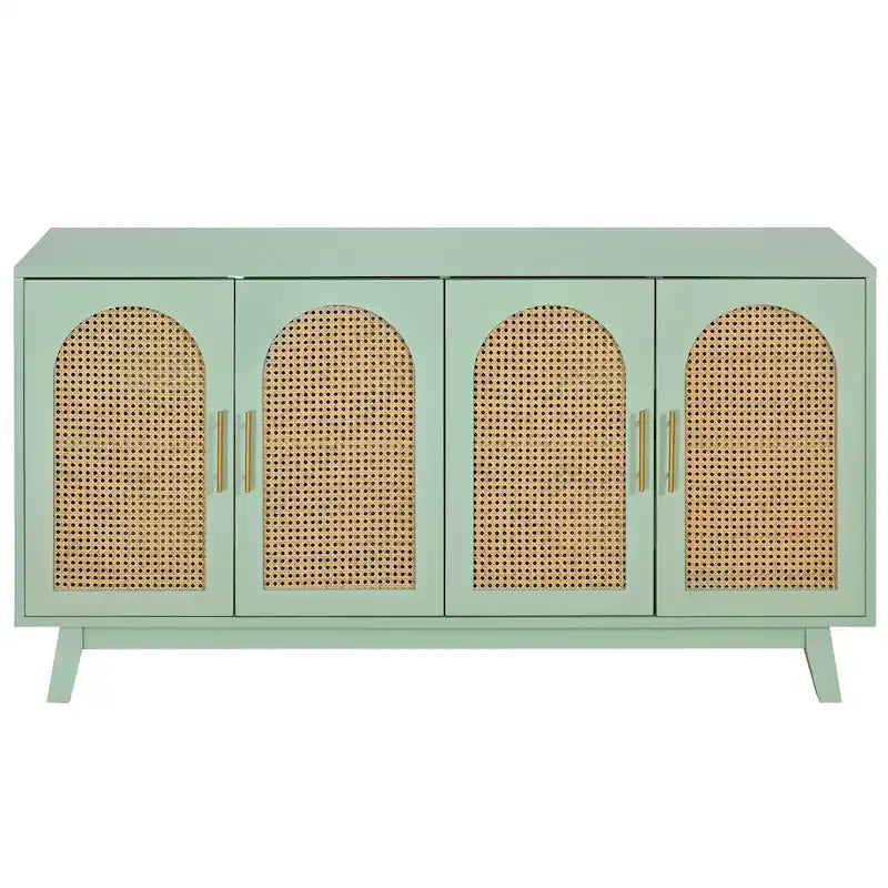 Armoire 4 portes avec portes en rotin