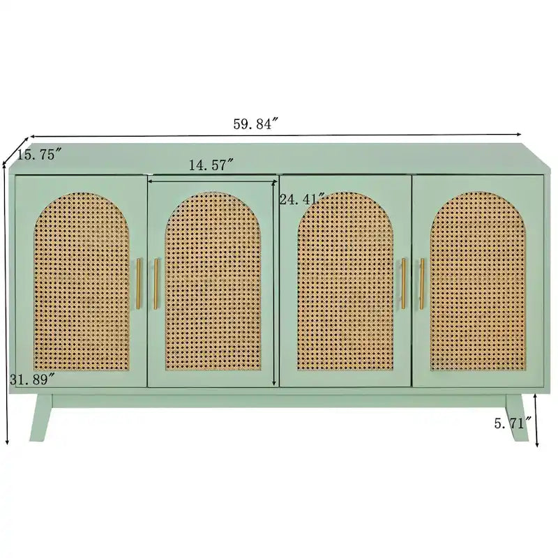 Armoire 4 portes avec portes en rotin