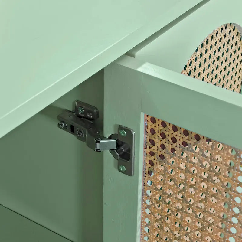 Armoire 4 portes avec portes en rotin