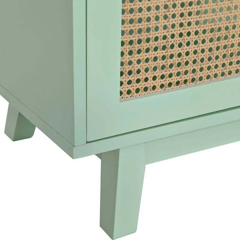 Armoire 4 portes avec portes en rotin