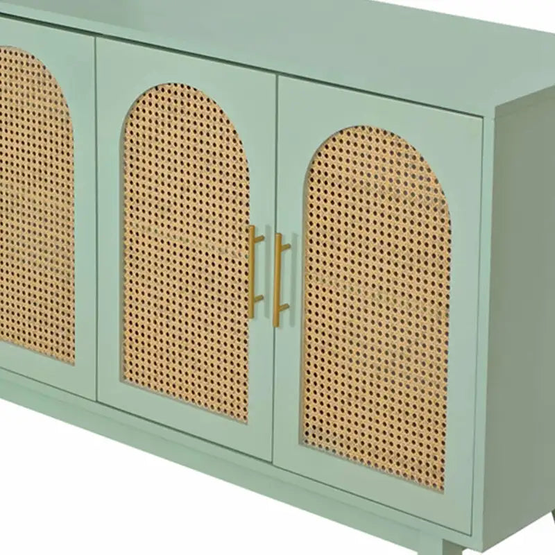 Armoire 4 portes avec portes en rotin