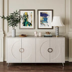 Bahut Buffet Commode de Rangement Moderne en Bois Laqué à 4 Portes pour Salon