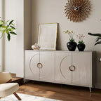 Bahut Buffet Commode de Rangement Moderne en Bois Laqué à 4 Portes pour Salon