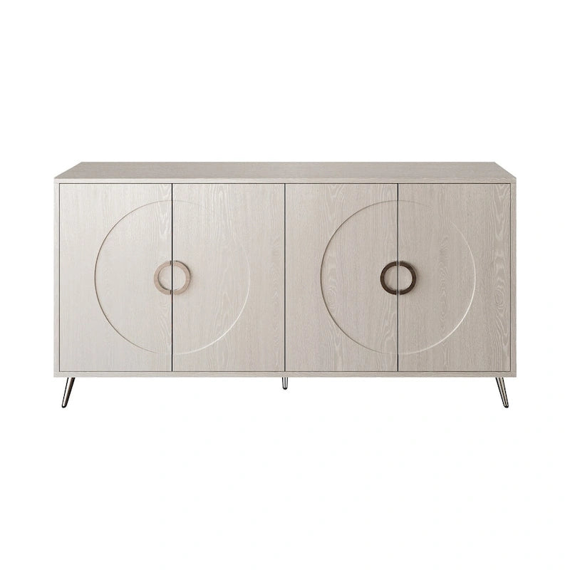 Bahut Buffet Commode de Rangement Moderne en Bois Laqué à 4 Portes pour Salon