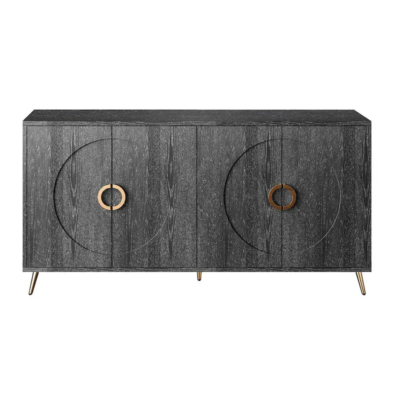 Bahut Buffet Commode de Rangement Moderne en Bois Laqué à 4 Portes pour Salon
