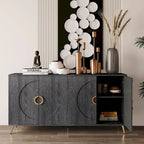 Bahut Buffet Commode de Rangement Moderne en Bois Laqué à 4 Portes pour Salon