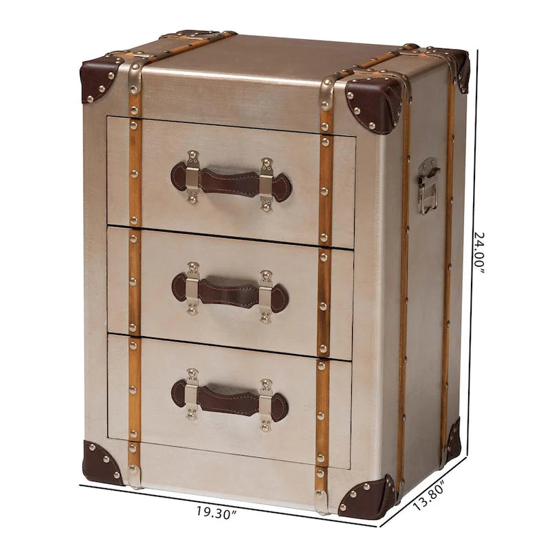 Cabinet 3 tiroirs bronze mat vintage
