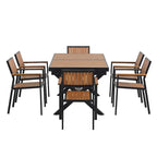 Ensemble de salle à manger extérieur extensible 7 pièces avec table extensible et 6 chaises avec accoudoirs