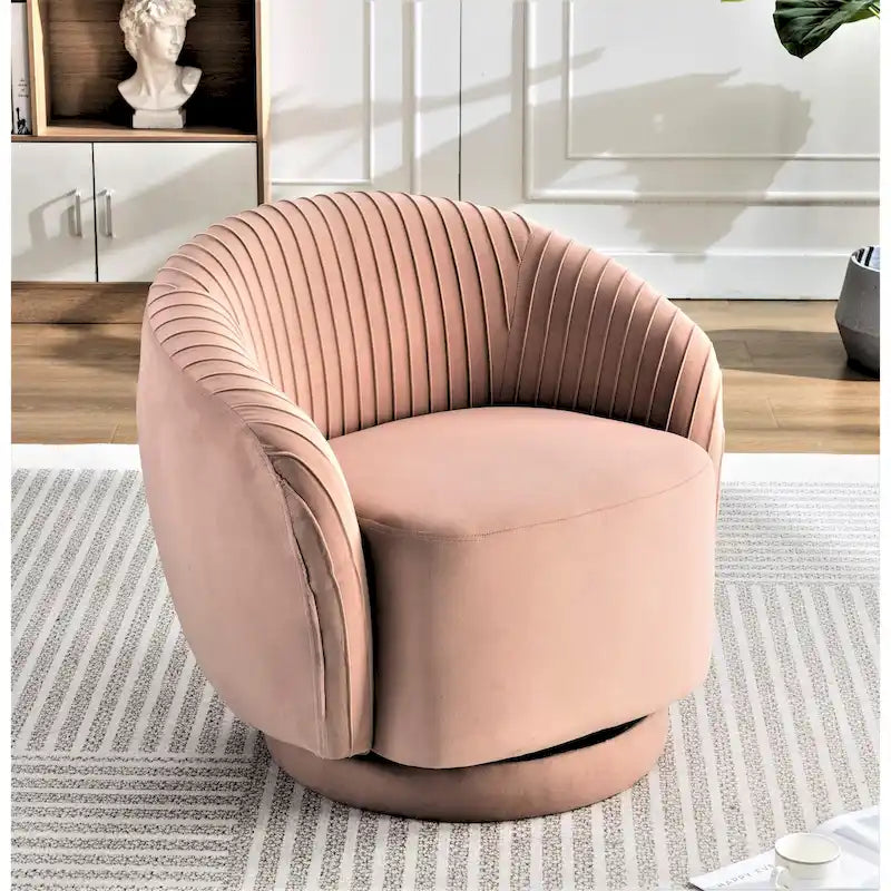 Petit fauteuil tonneau pivotant en velours Milvo