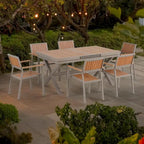 Ensemble de salle à manger extérieur extensible 7 pièces avec table extensible et 6 chaises avec accoudoirs